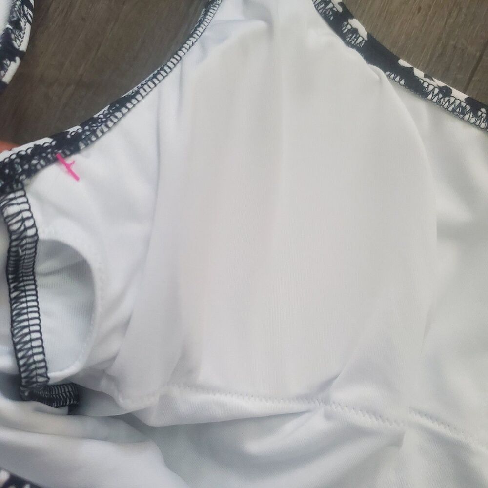 NWT PINK Victoria's Secret Women's One Piece Swimsuit Medium Black White Floral - Picture 7 of 10